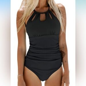 CUPSHE Women's One Piece Swimsuit High Neck Tummy Control Swimwear Bathing Suit